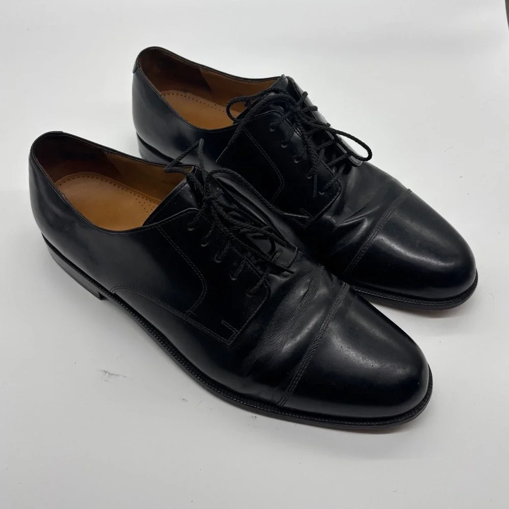 Cole Haan Mens Black Leather Cap Toe Derby Dress Shoes 13 D